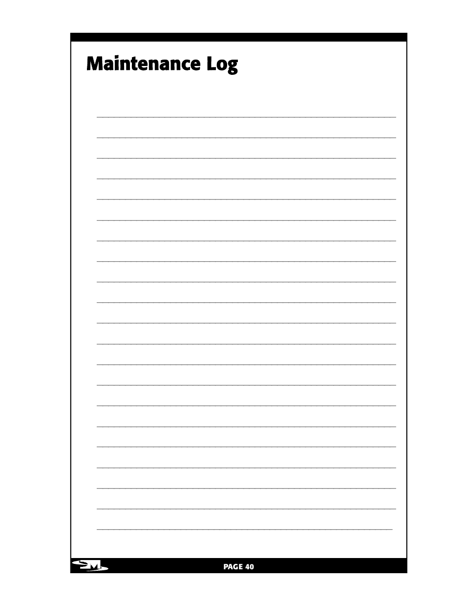 Maintenance log | Vita Spa L100 User Manual | Page 44 / 48