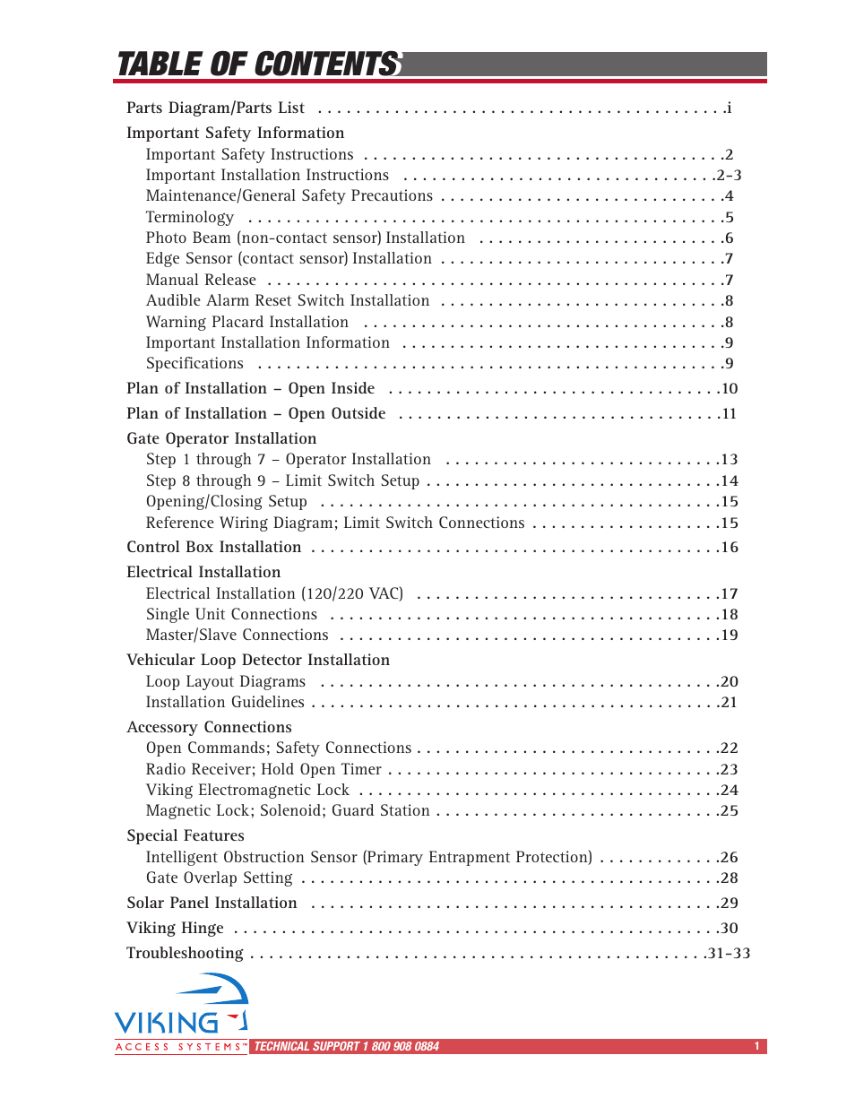 Viking Access Systems Vehicular Gate Opener X-9 User Manual | Page 3 / 36