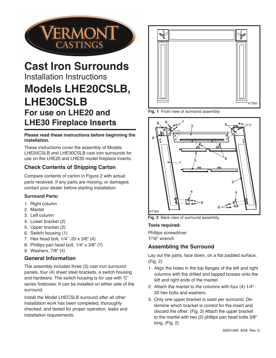 Vermont Castings LHE30CSLB User Manual | 2 pages