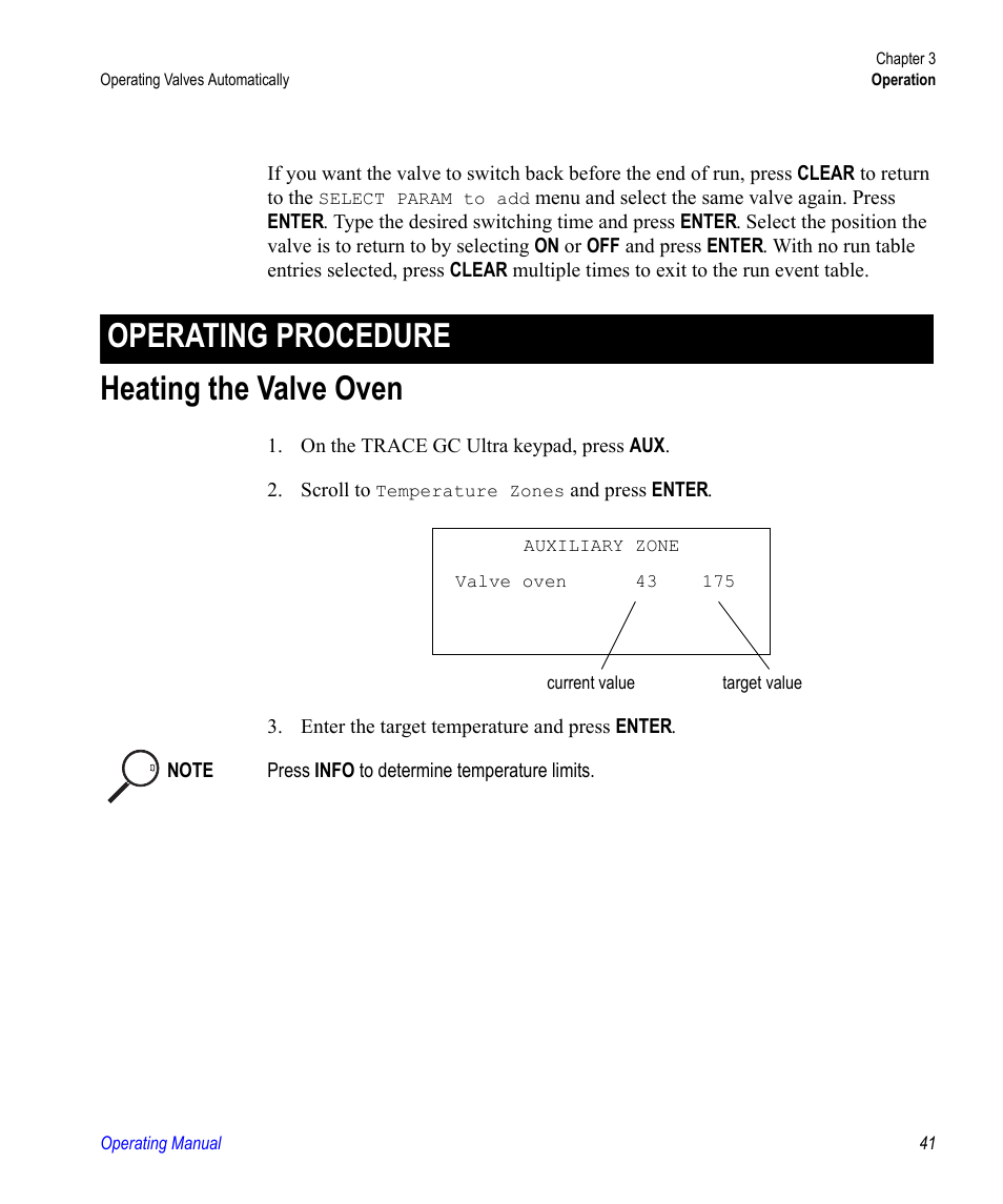 Operating procedure heating the valve oven | Valco electronic Valve Oven User Manual | Page 41 / 62