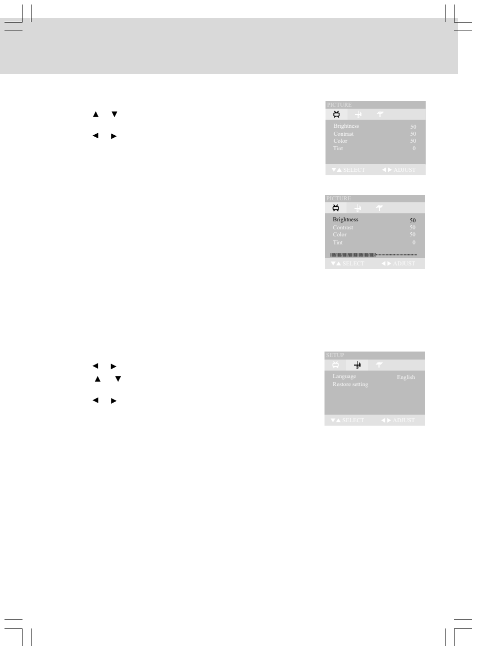 Tv menu, Picture setting, Setup | Venturer LCD Kitchen TV User Manual | Page 26 / 32