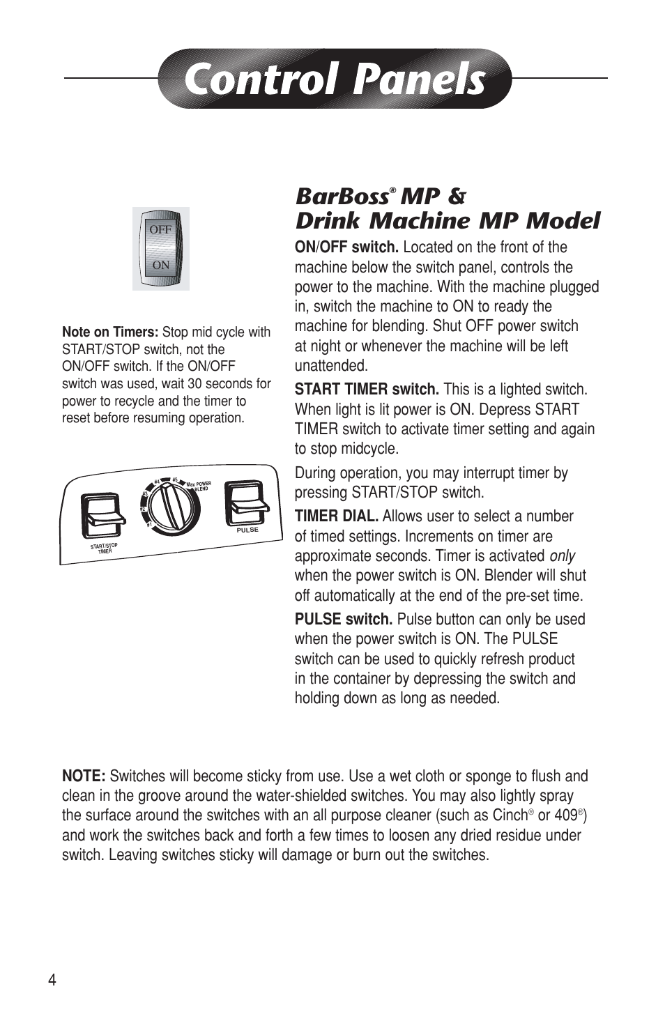 Barboss, Mp & drink machine mp model, Or 409 | Vita-Mix BARBOSS MP User Manual | Page 4 / 16