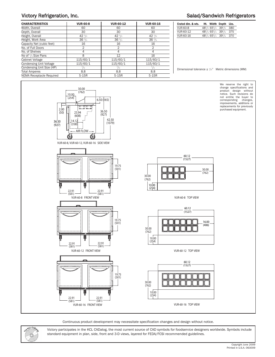 Victory Refrigeration VUR-60-8 User Manual | Page 2 / 2