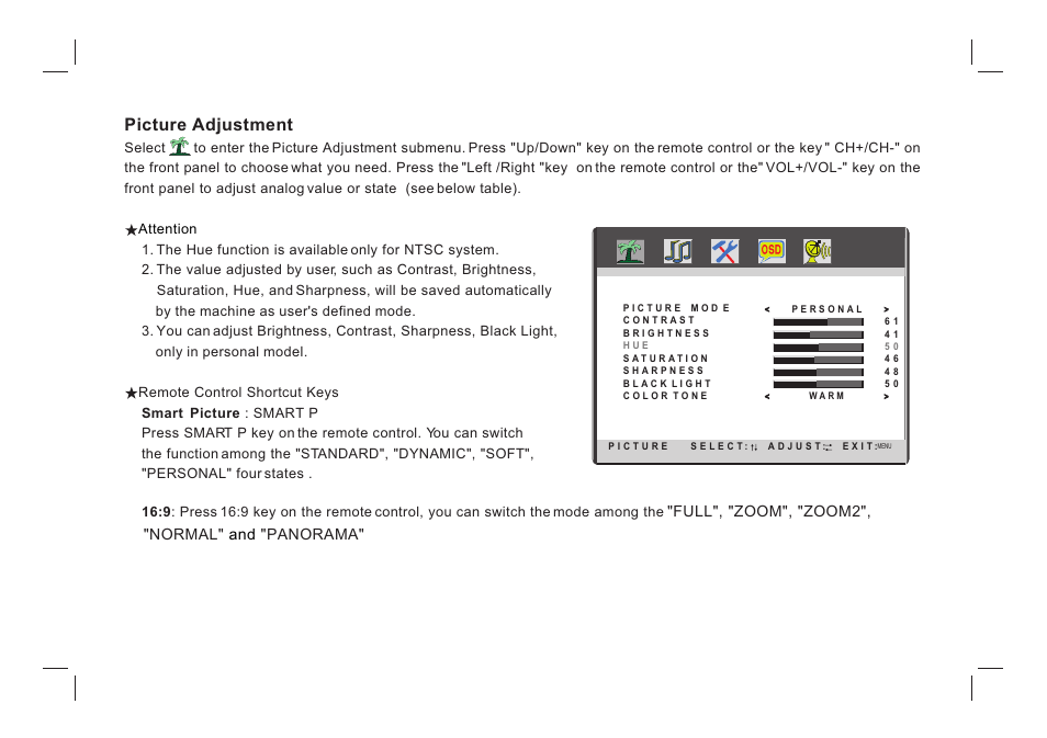 Picture adjustment | ViewEra V221MV User Manual | Page 14 / 23