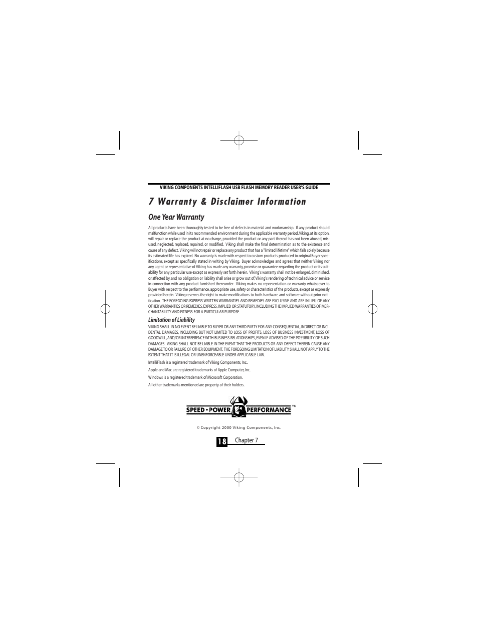 7 warranty & disclaimer information, One year warranty | Viking InterWorks 1005294 User Manual | Page 20 / 20