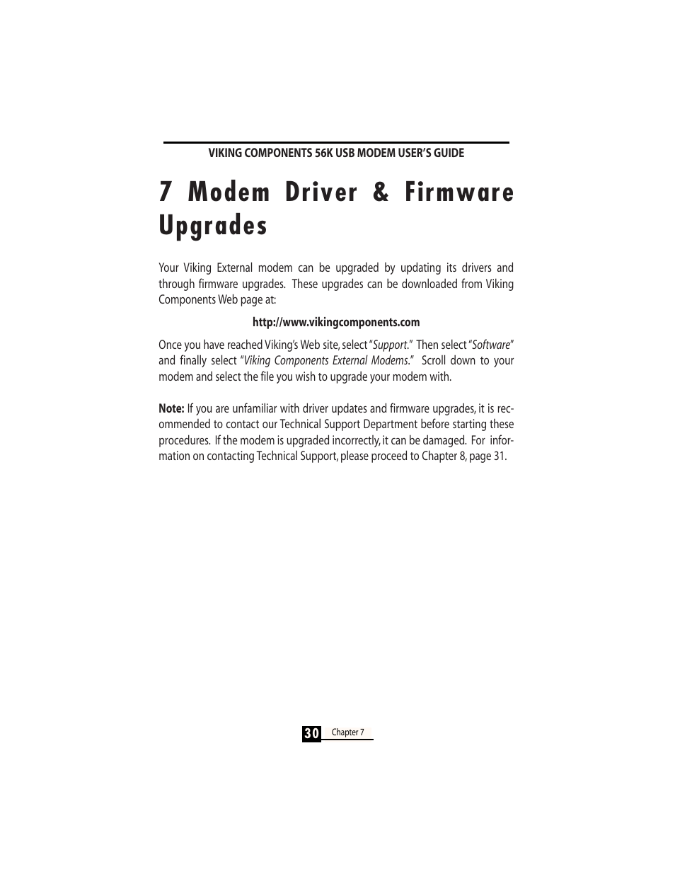 7 modem driver & firmware upgrades | Viking InterWorks 56K User Manual | Page 32 / 37