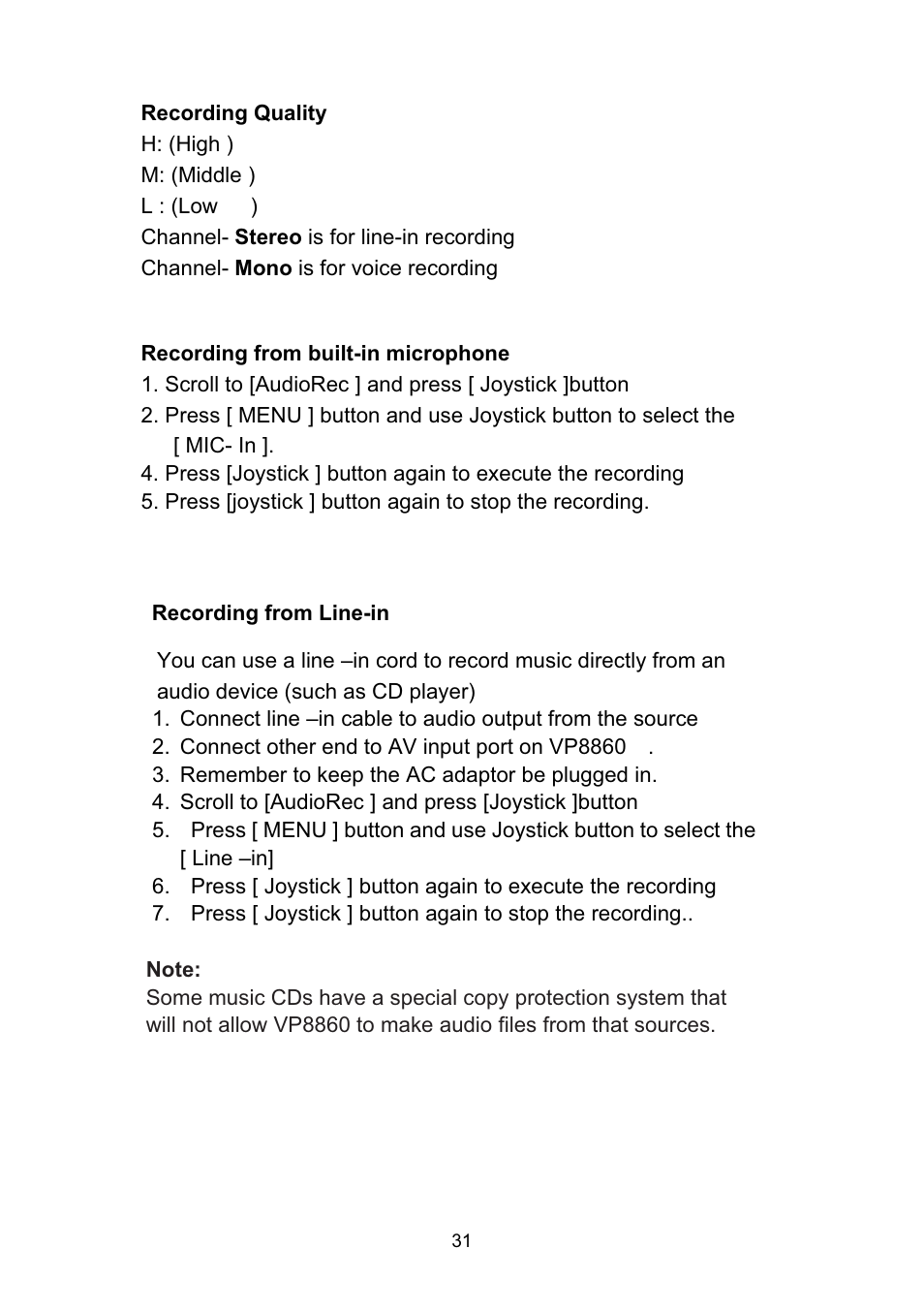 VOSONIC VP8860 User Manual | Page 31 / 40