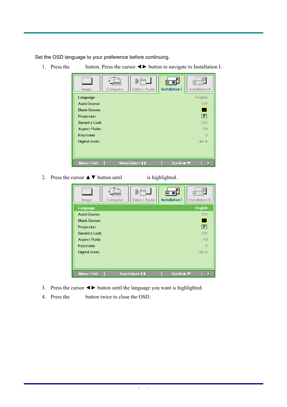 Vivitek D326 User Manual | Page 25 / 52
