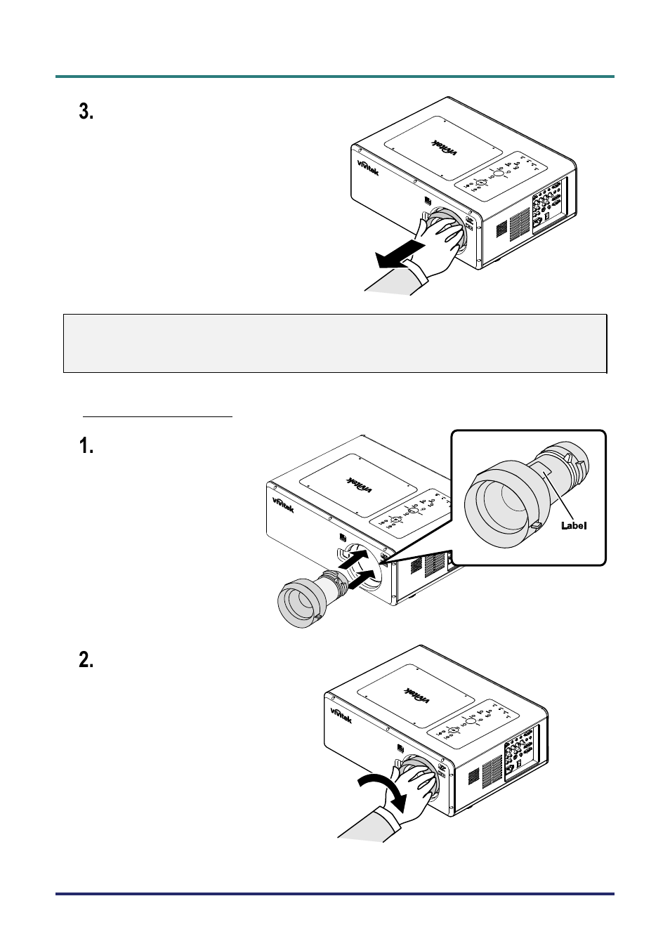 Installing the new lens | Vivitek D5500 User Manual | Page 22 / 113
