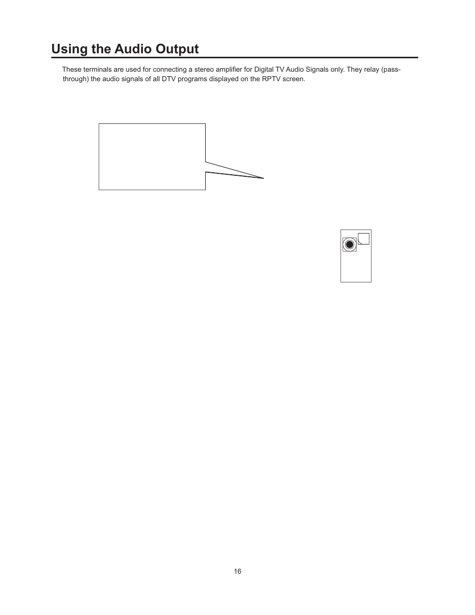 Using the audio output | Vivitek 51" Micro Display Projection TV User Manual | Page 22 / 58
