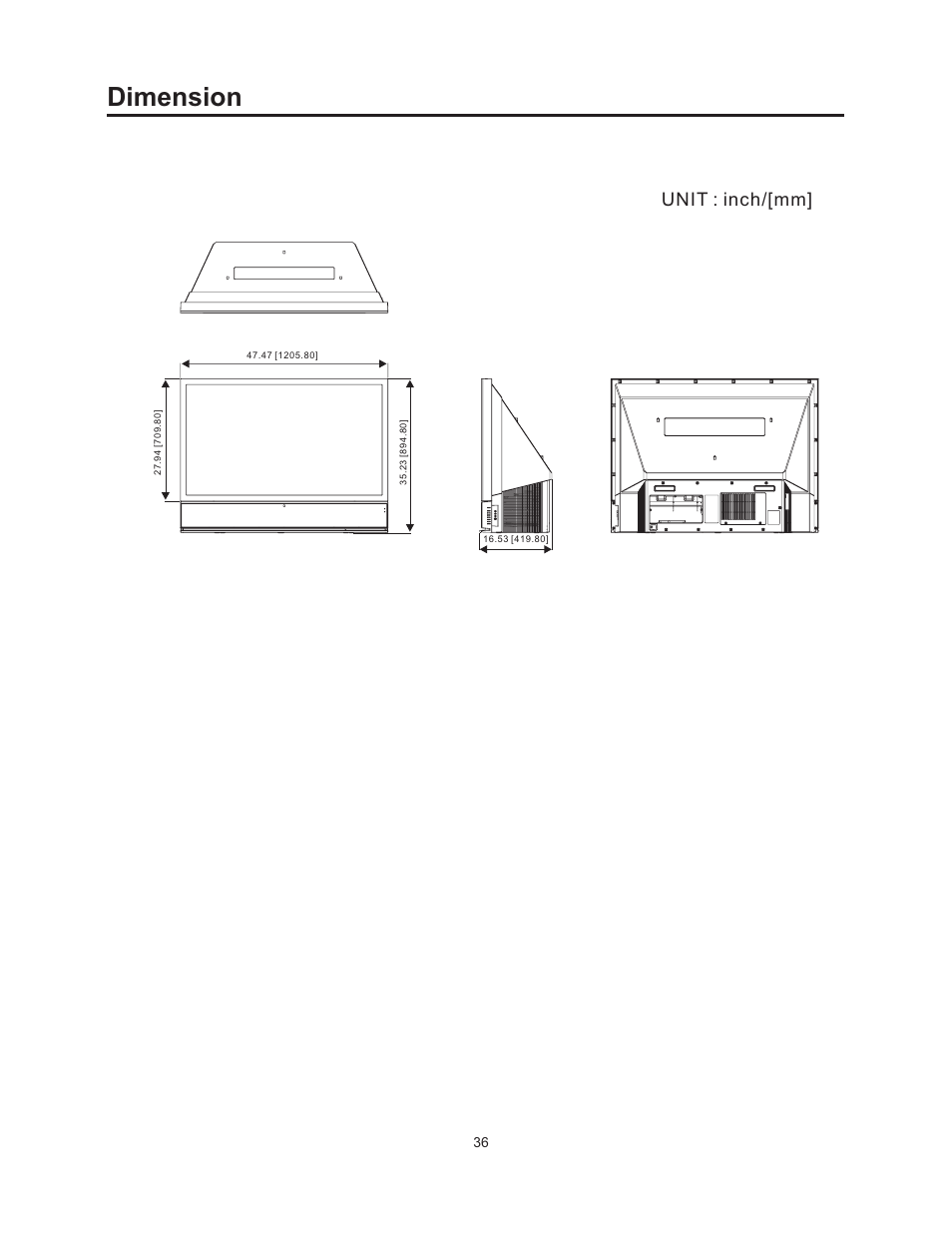 Dimension, Unit : inch/[mm | Vivitek 51" Micro Display Projection TV User Manual | Page 42 / 58