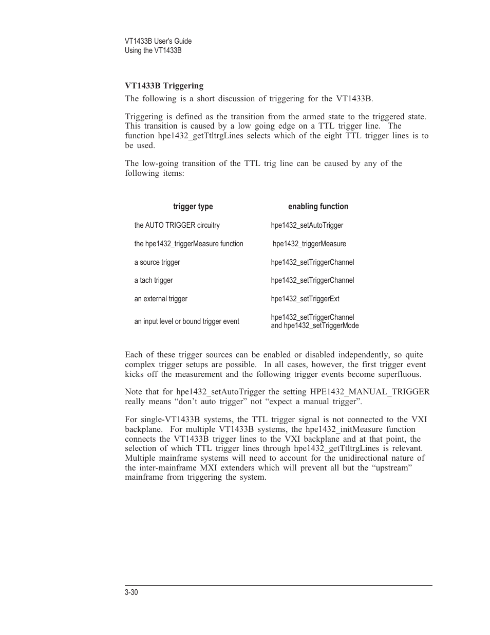 Vt1433b triggering 3-30 | VXI VT1433B User Manual | Page 68 / 203