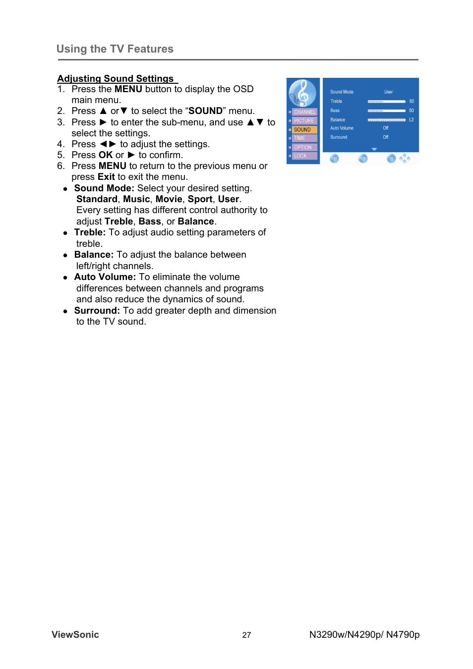 Using the tv features | VIEWSONIC VS12280-1A User Manual | Page 32 / 43