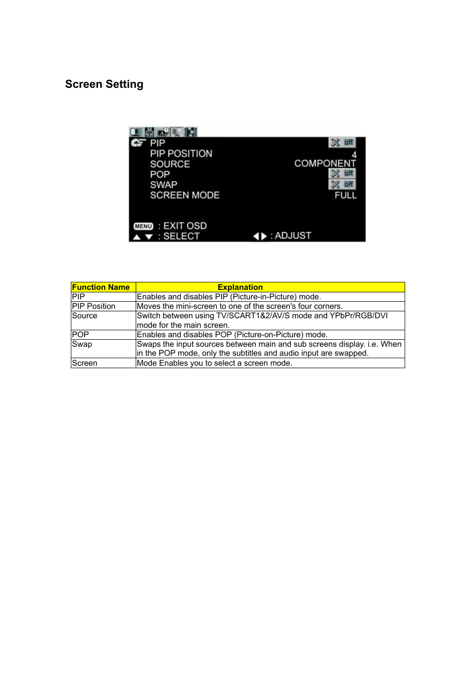 Screen setting | VIEWSONIC N3200w User Manual | Page 20 / 30