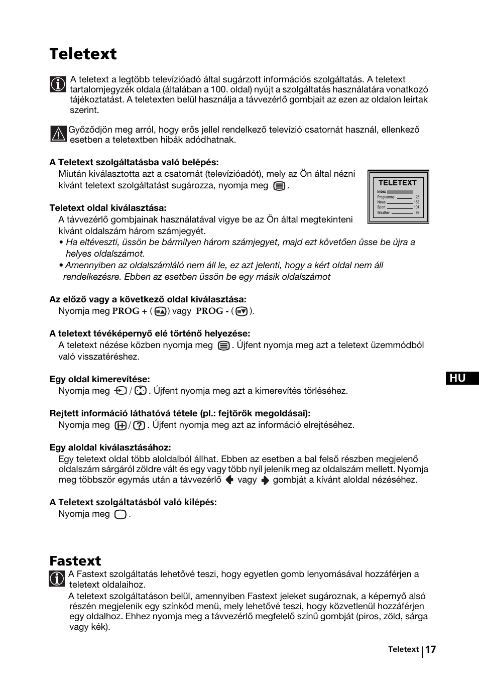 Teletext, Fastext | Sony KV-29FX64K User Manual | Page 76 / 122