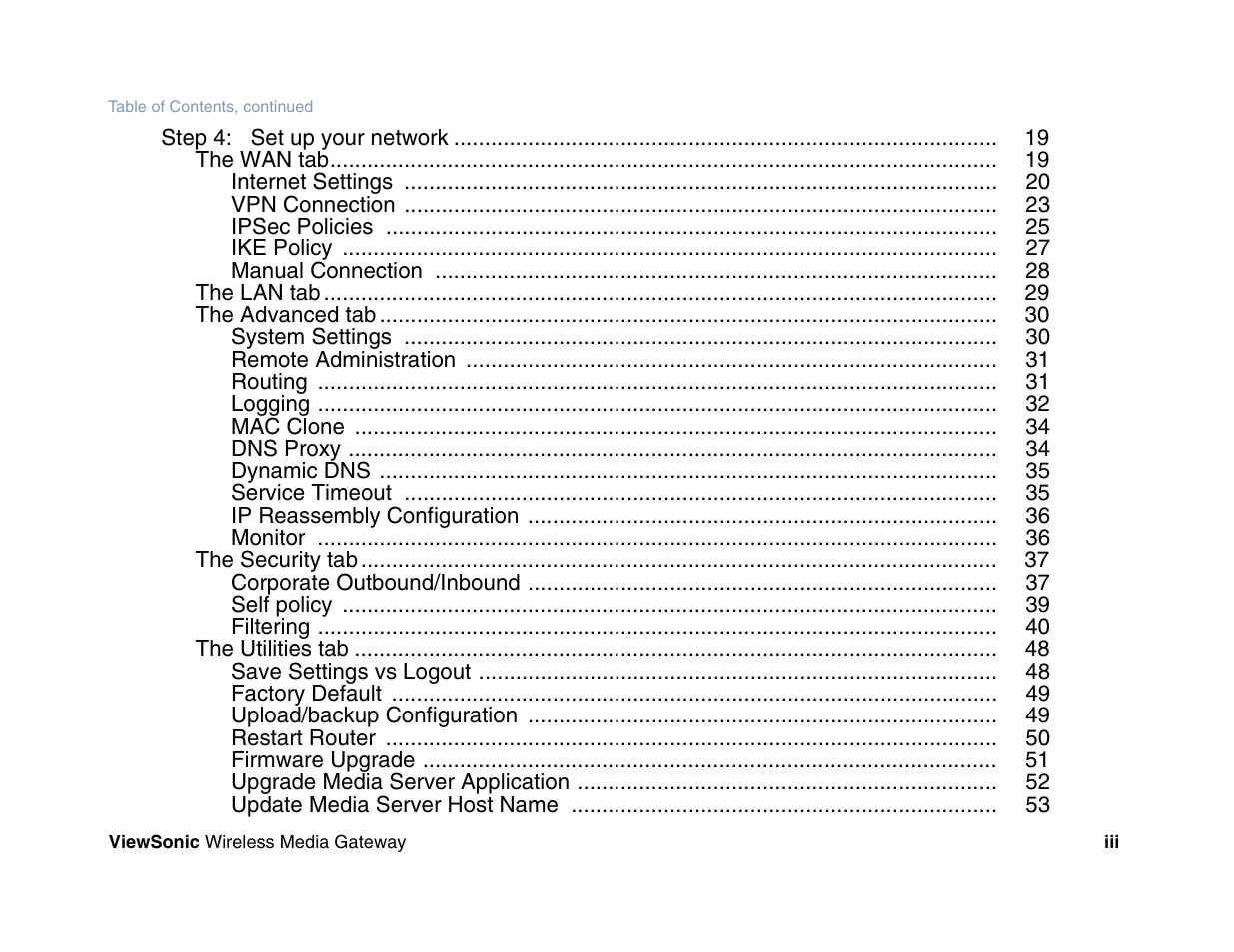 VIEWSONIC Wireless Media Gateway WMG80 User Manual | Page 4 / 105