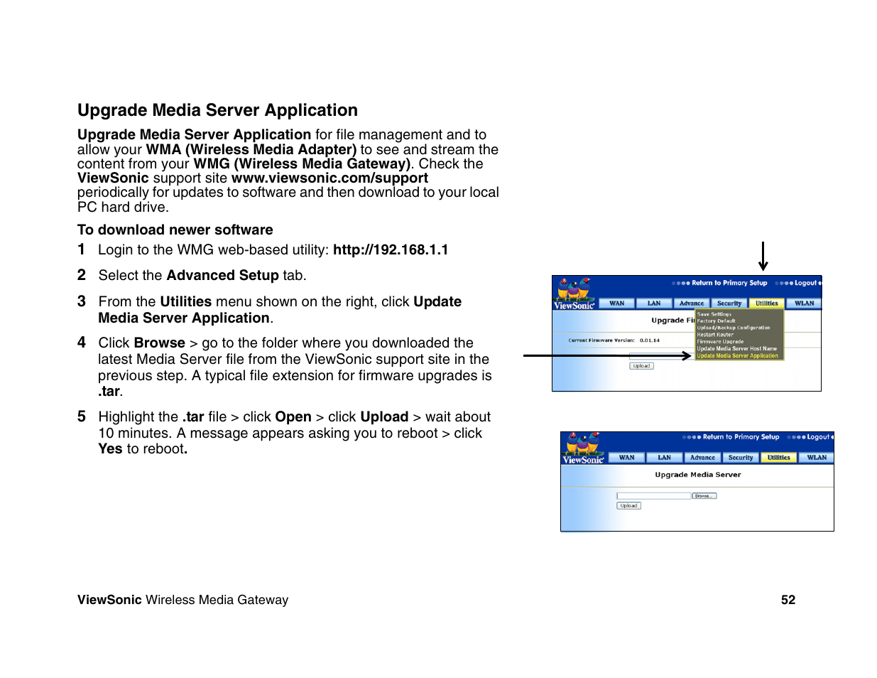 VIEWSONIC Wireless Media Gateway WMG80 User Manual | Page 58 / 105