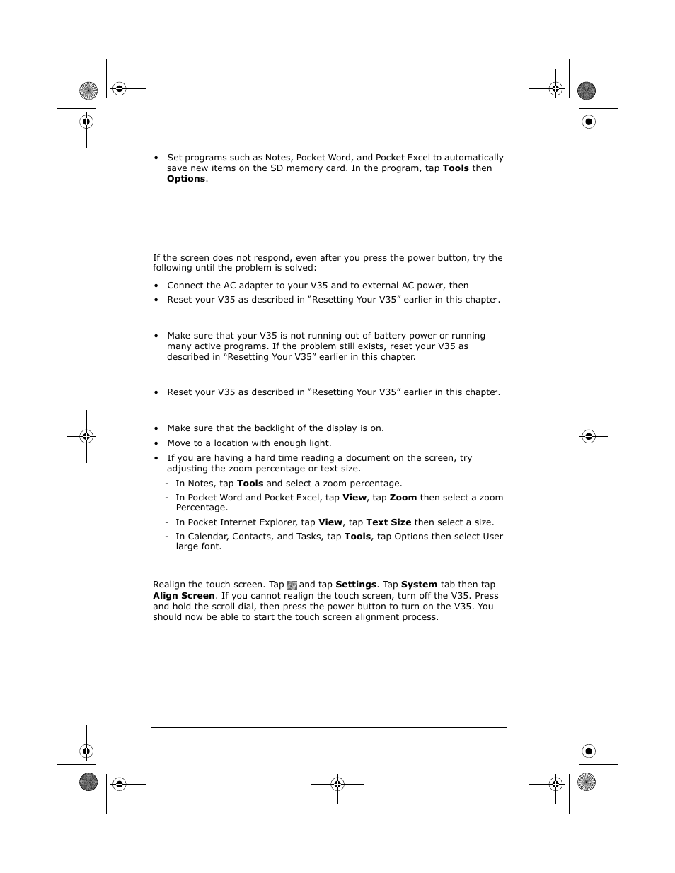 Screen problems | VIEWSONIC PC V35 User Manual | Page 82 / 92
