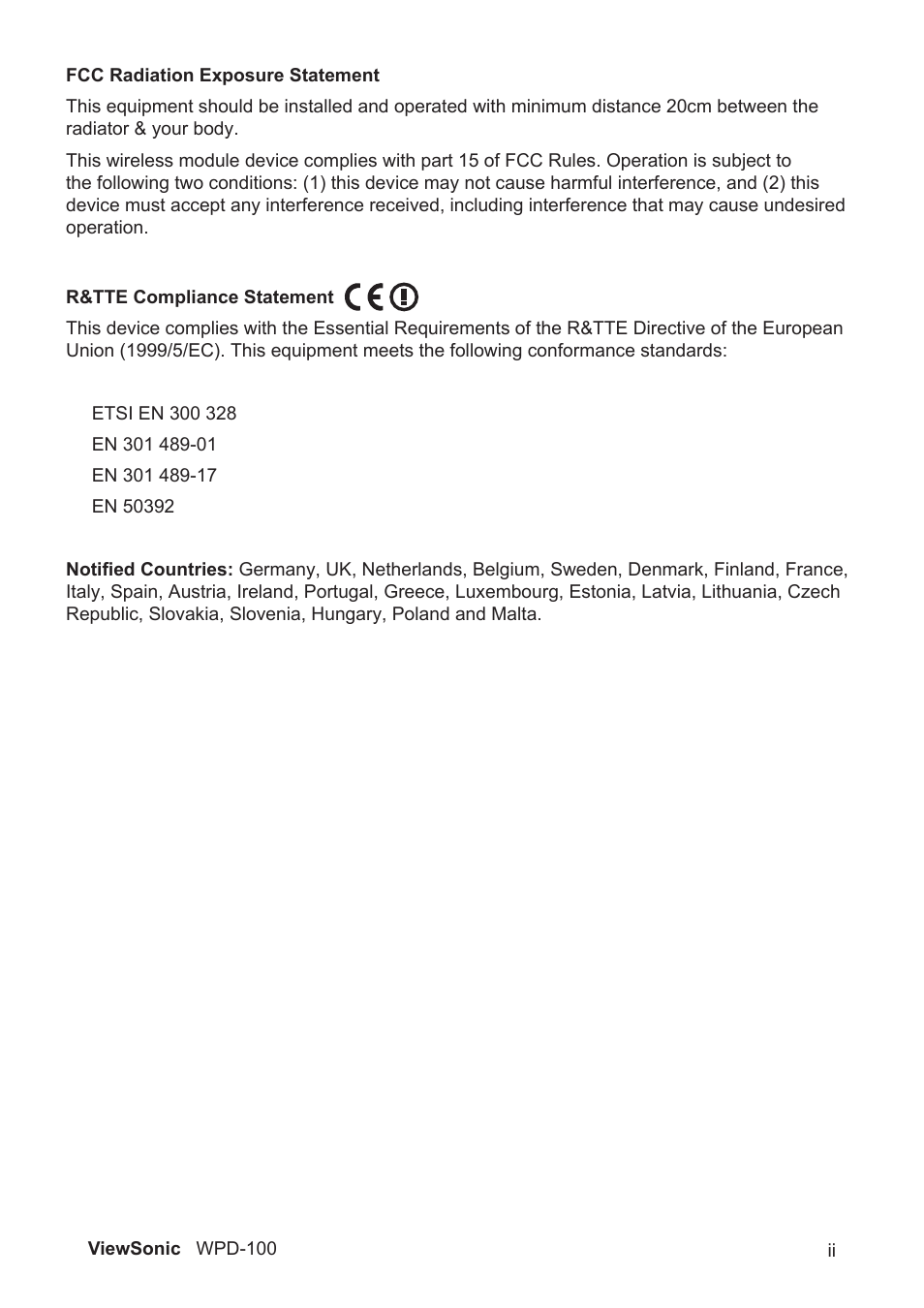 VIEWSONIC WPD-100 VS13789 User Manual | Page 3 / 60