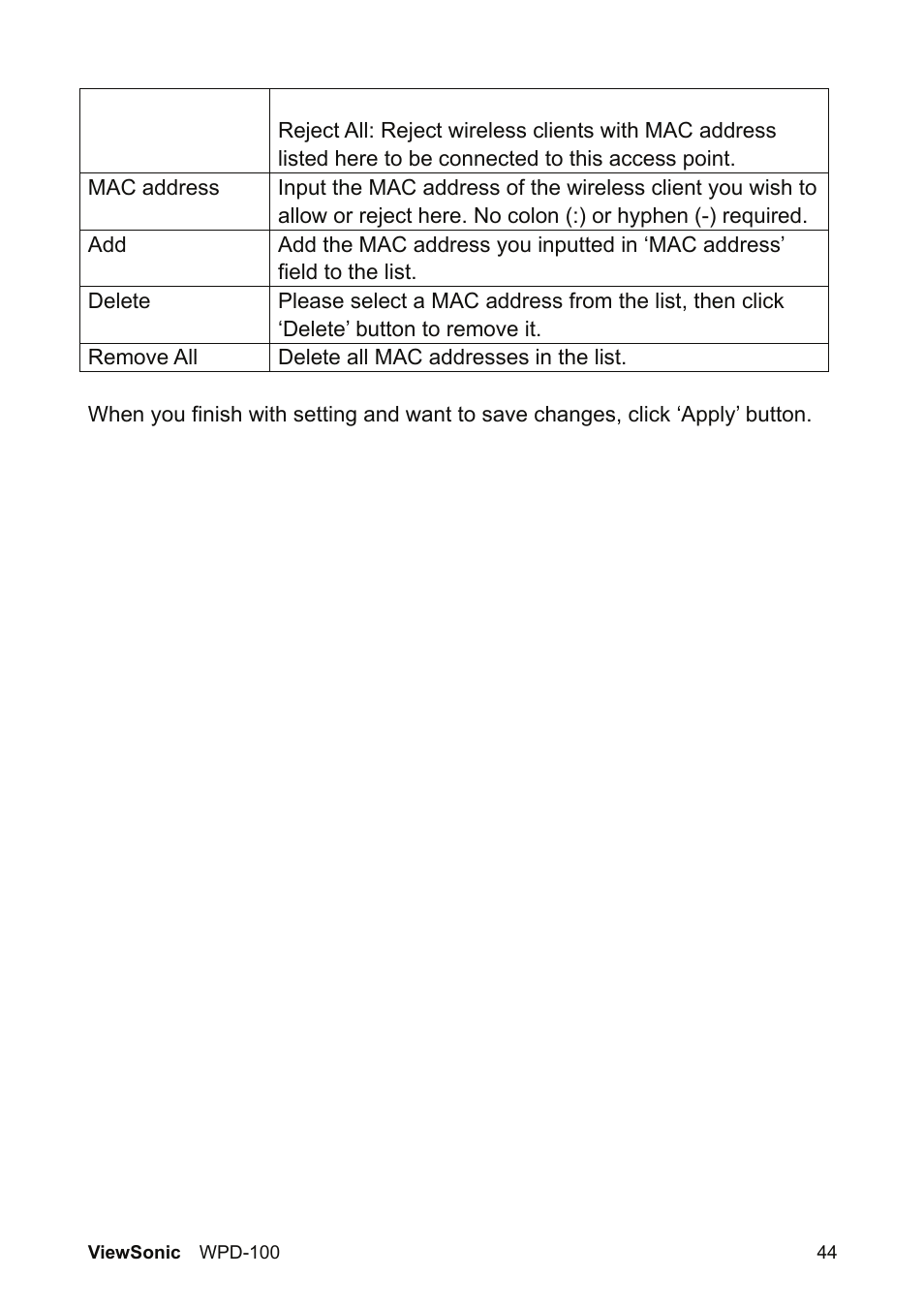 VIEWSONIC WPD-100 VS13789 User Manual | Page 50 / 60
