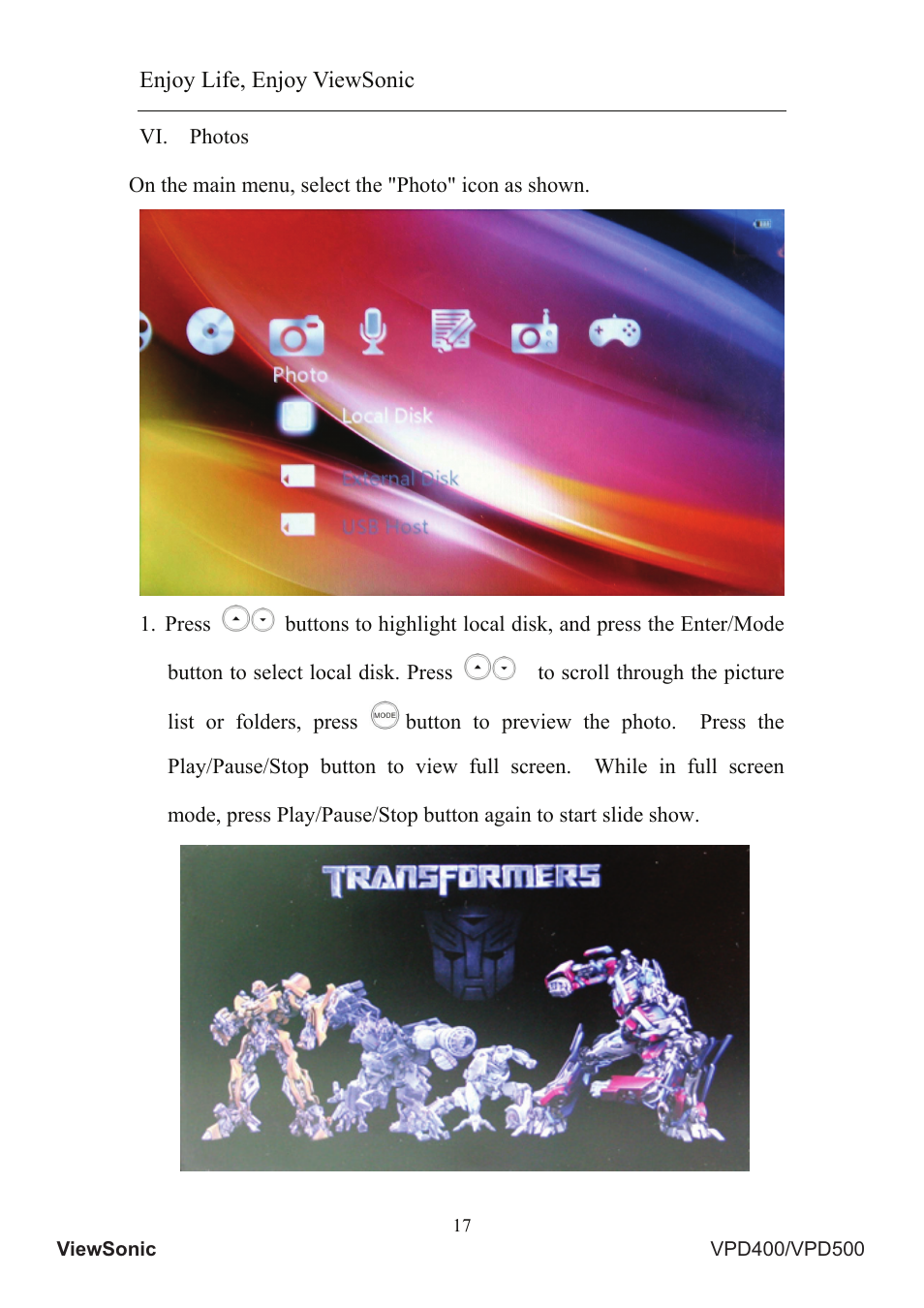 Enjoy life, enjoy viewsonic | VIEWSONIC Portable Media Player VS12836 User Manual | Page 21 / 38