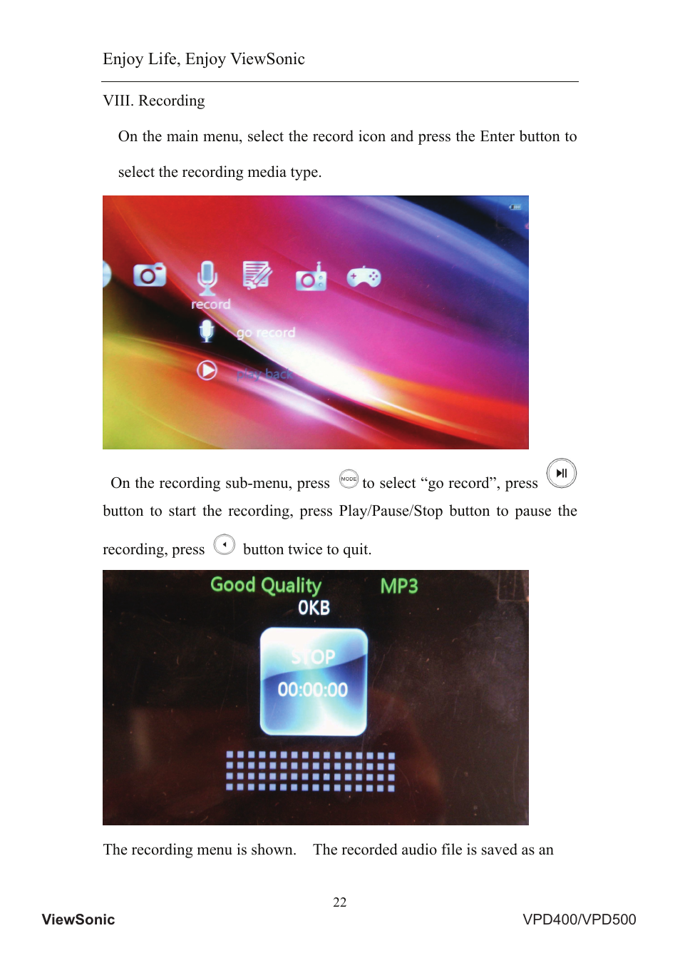 Enjoy life, enjoy viewsonic | VIEWSONIC Portable Media Player VS12836 User Manual | Page 26 / 38
