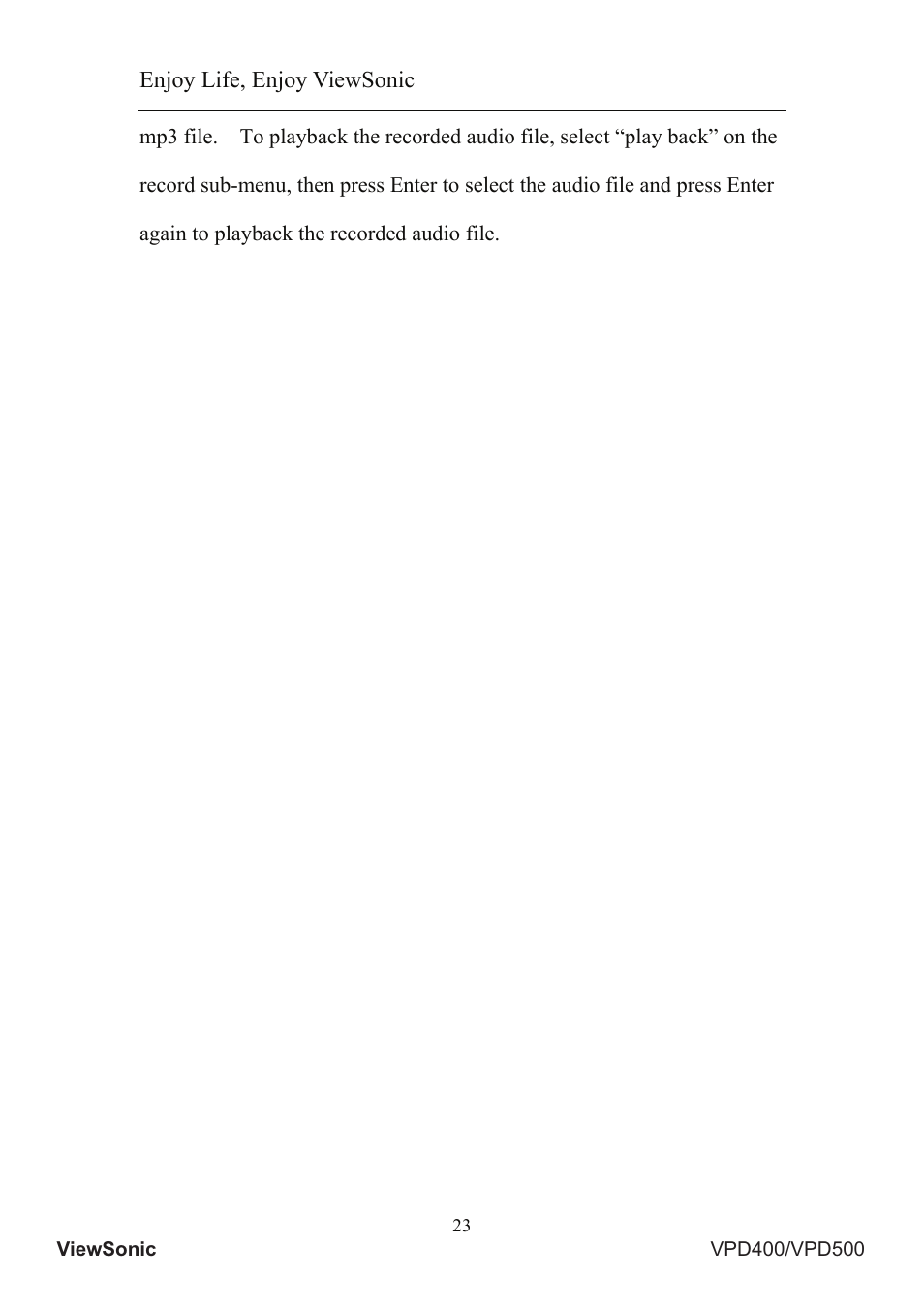 Enjoy life, enjoy viewsonic | VIEWSONIC Portable Media Player VS12836 User Manual | Page 27 / 38