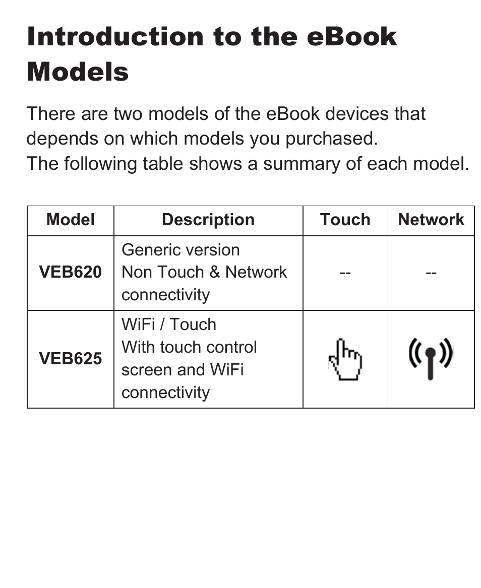 Introduction to the ebook models | VIEWSONIC VS13394 User Manual | Page 14 / 73