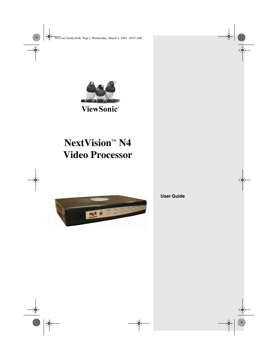 VIEWSONIC NEXTVISION N4 User Manual | 22 pages