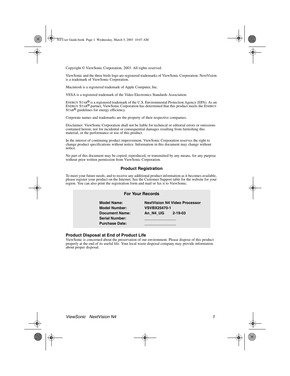 VIEWSONIC NEXTVISION N4 User Manual | Page 4 / 22