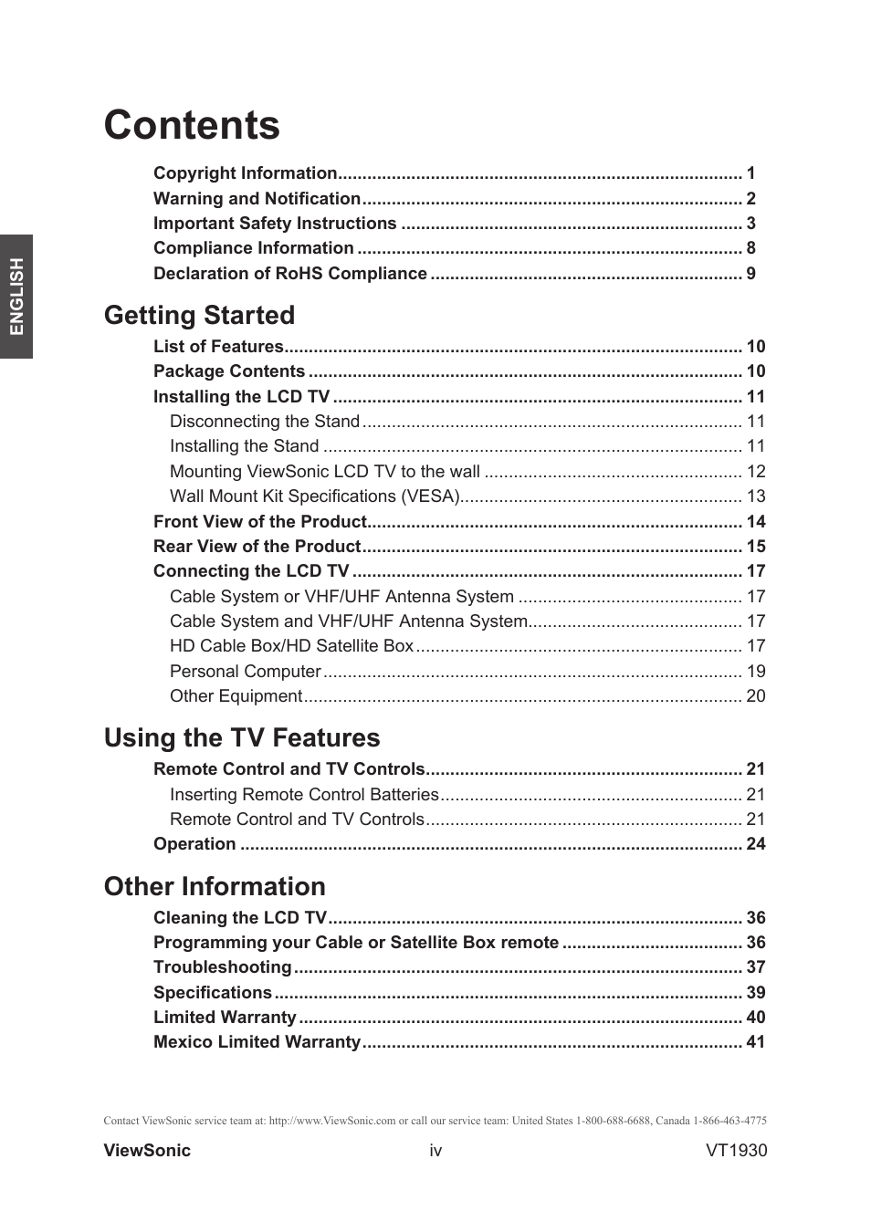 VIEWSONIC VS12115-3M User Manual | Page 5 / 47