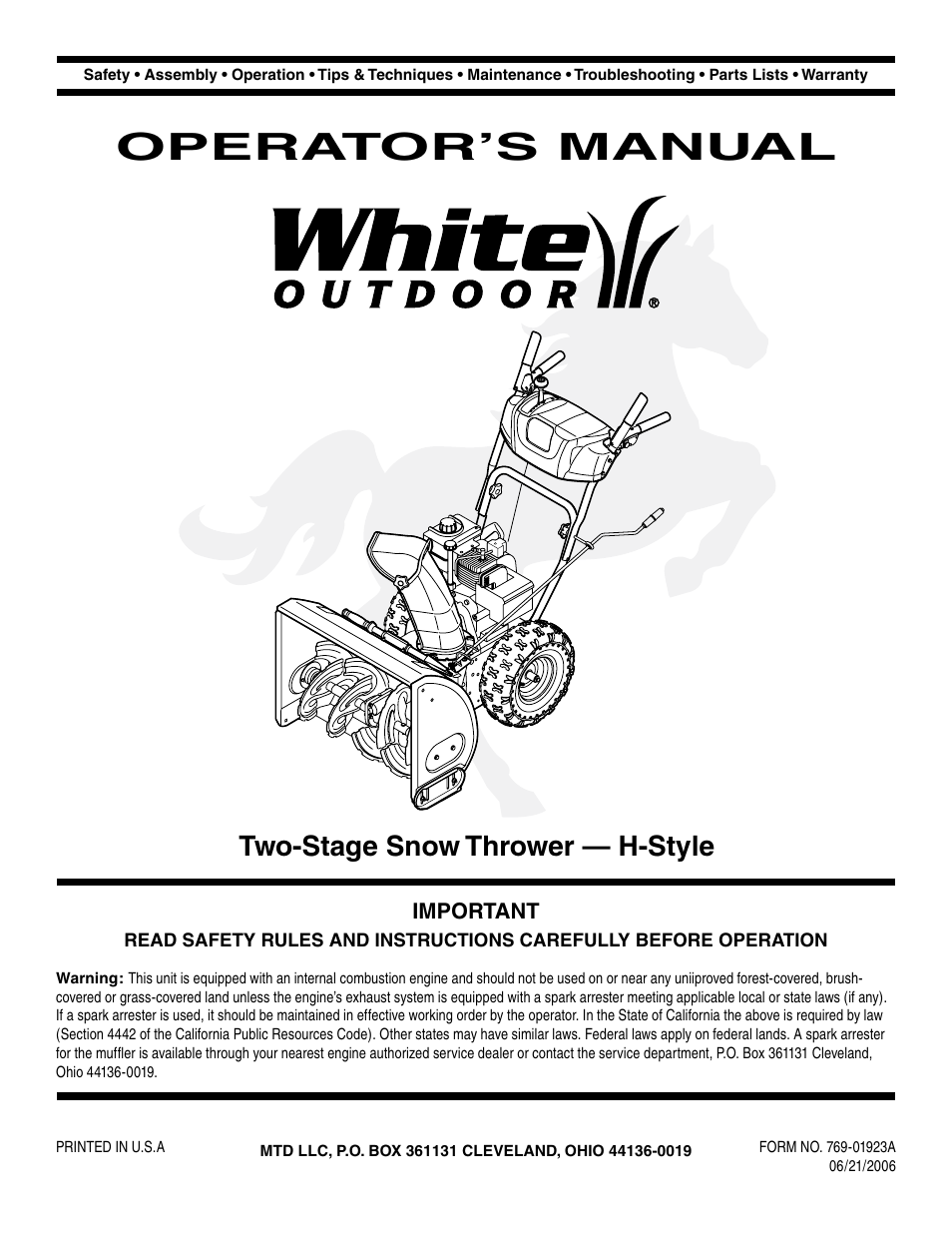 White Outdoor 769-01923A User Manual | 28 pages