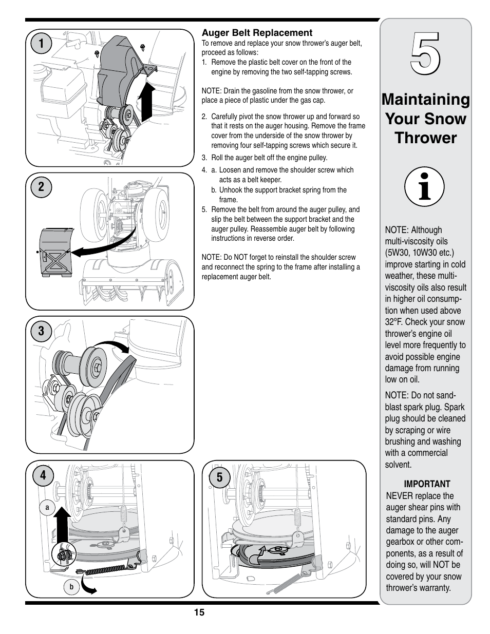 Maintaining your snow thrower | White Outdoor 769-01923A User Manual | Page 15 / 28