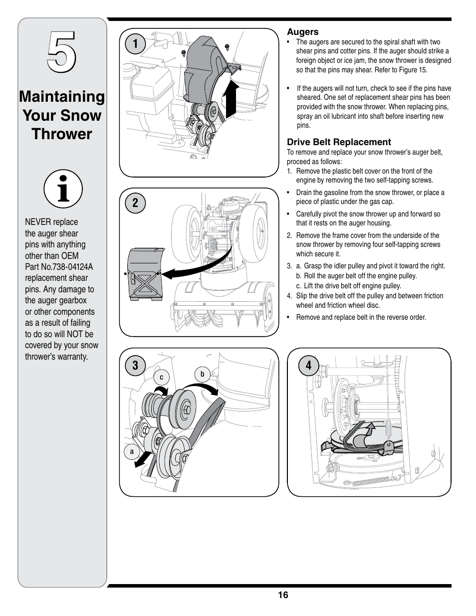 Maintaining your snow thrower | White Outdoor 769-01923A User Manual | Page 16 / 28