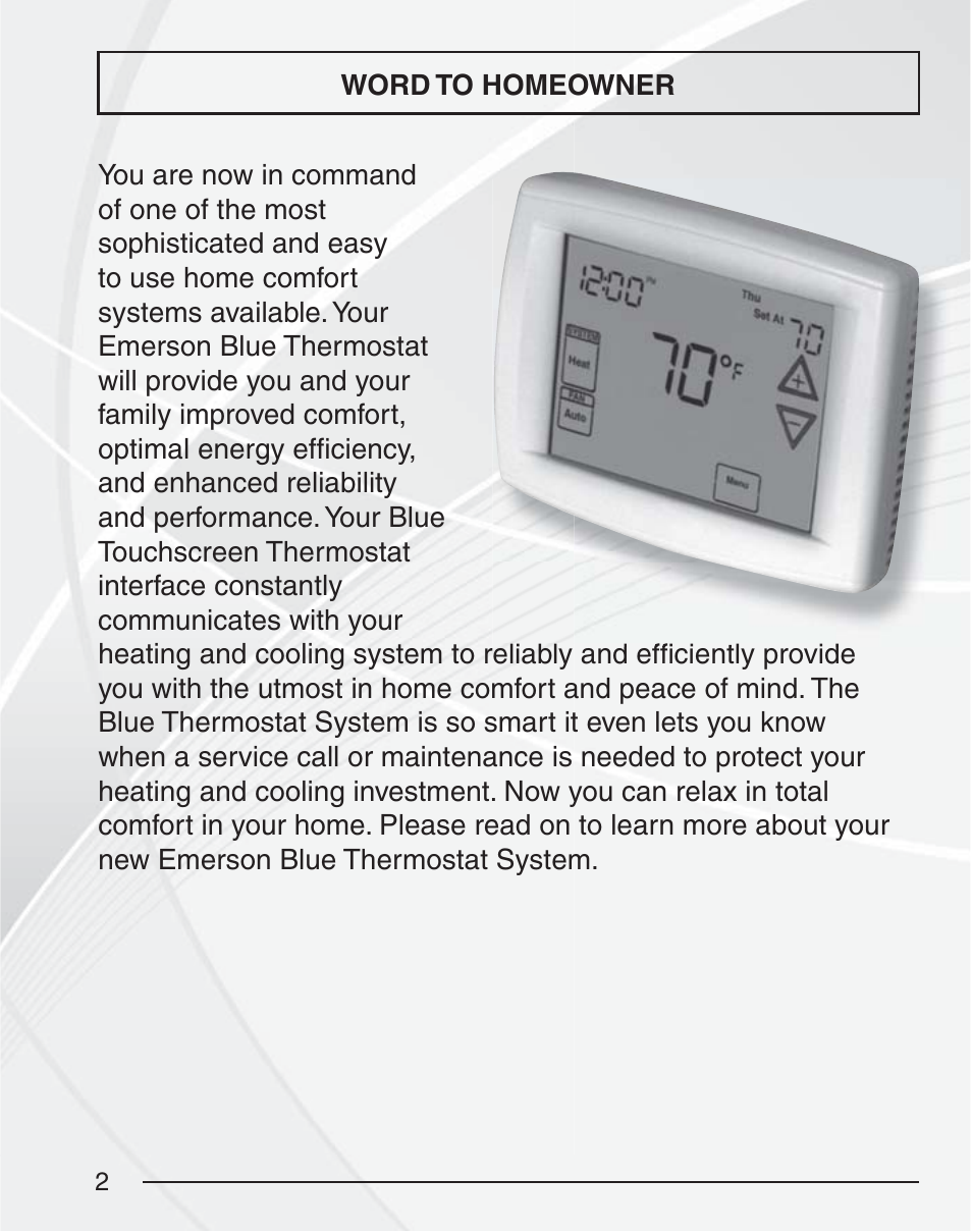 White Rodgers EMERSON BLUE 1F98EZ-1441 User Manual | Page 2 / 20