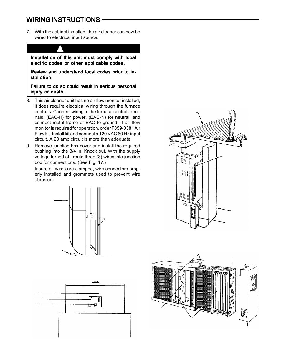 Warning, Wiring instructions | White Rodgers SST1400 User Manual | Page 7 / 16