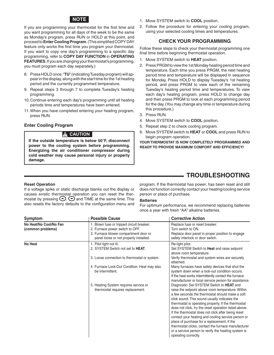 Troubleshooting, Check your programming | White Rodgers 875 User Manual | Page 7 / 8
