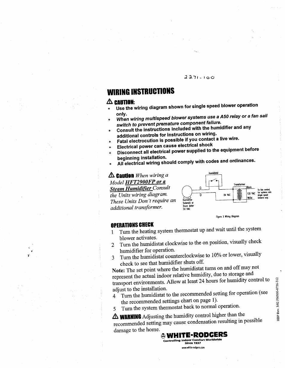 White Rodgers HFT 2900FP User Manual | Page 11 / 11