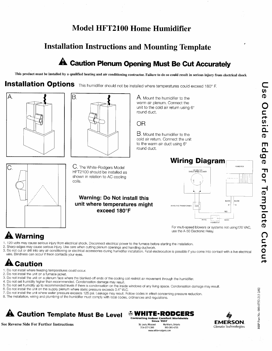 White Rodgers HFT 2900FP User Manual | Page 2 / 11