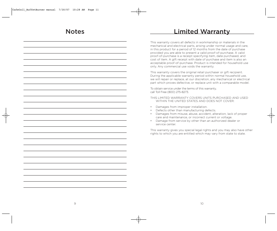 Limited warranty | Wolfgang Puck CCIDB0010 User Manual | Page 6 / 6