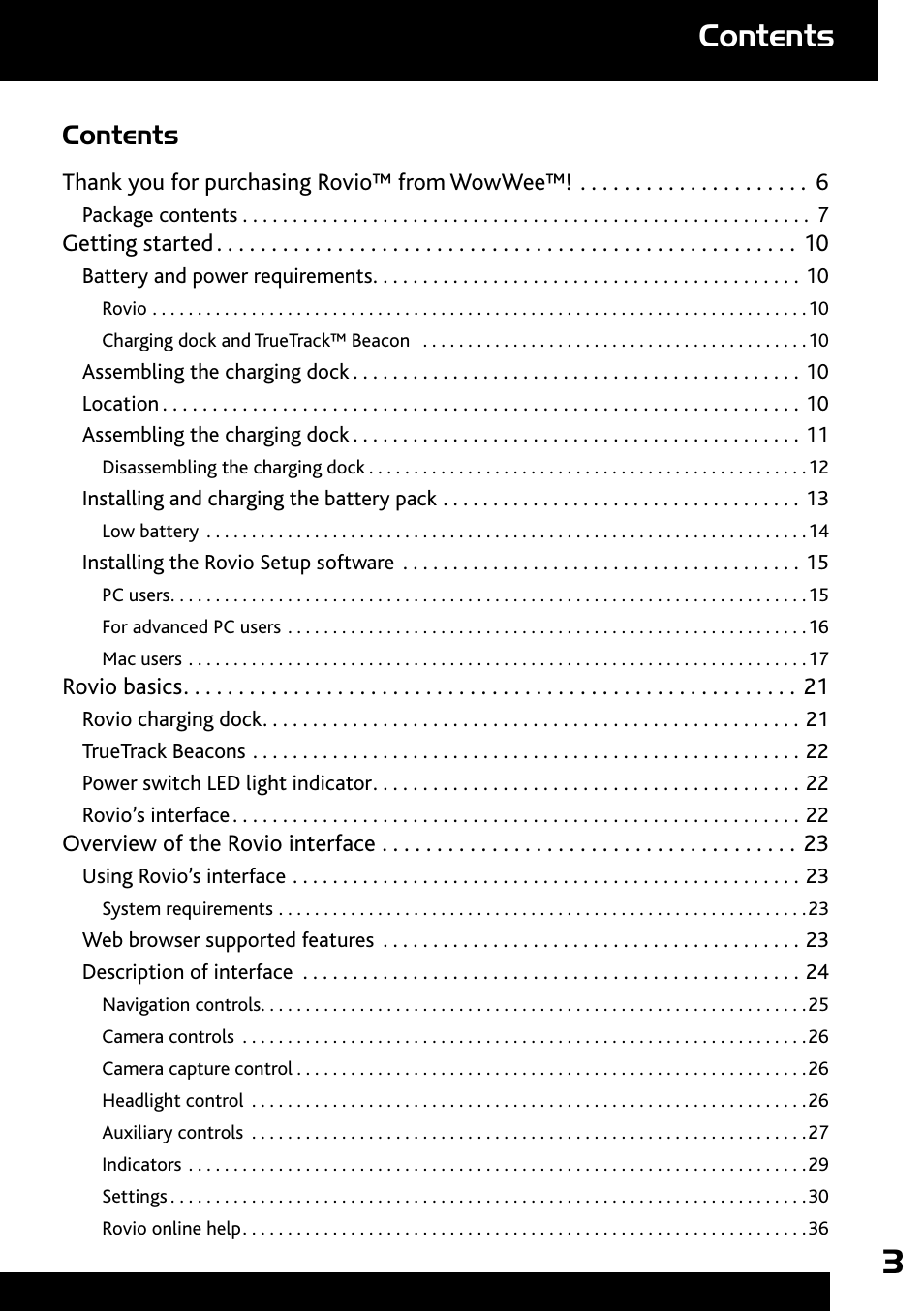 Wow Wee Rovio 8033 User Manual | Page 3 / 54