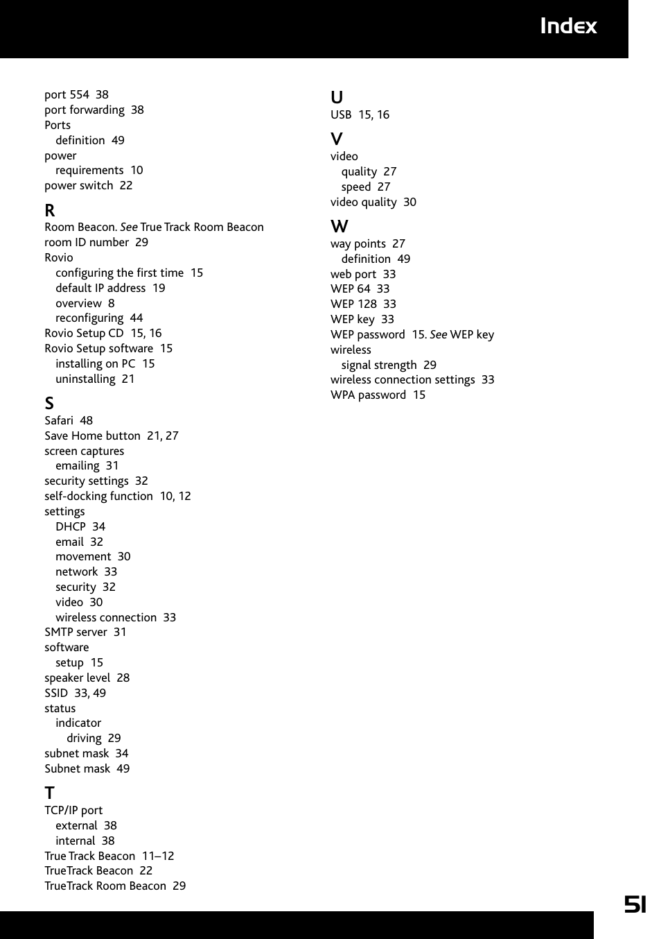 Limited warranty, Index | Wow Wee Rovio 8033 User Manual | Page 51 / 54