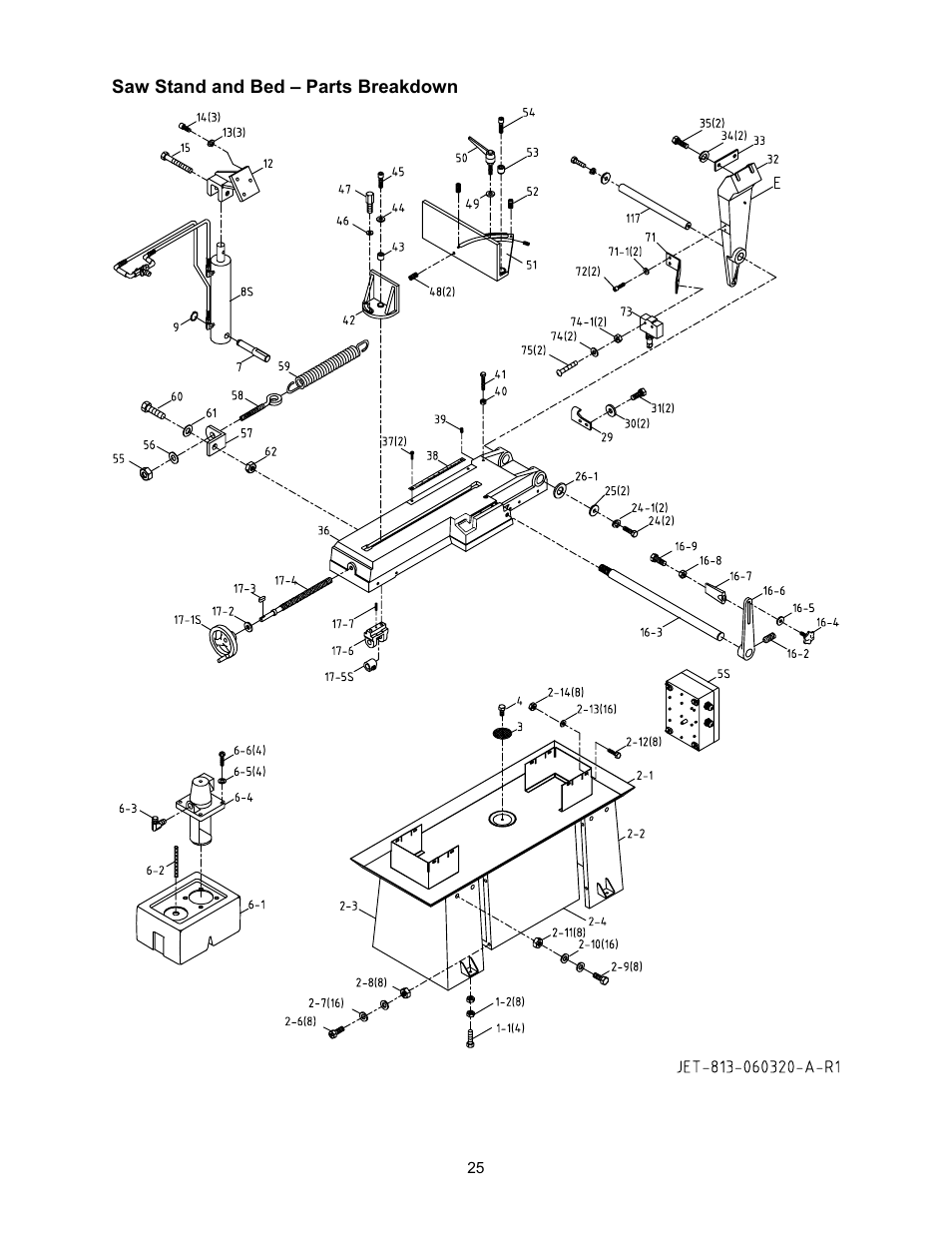 Saw stand and bed – parts breakdown | Wilton 7015 User Manual | Page 25 / 32