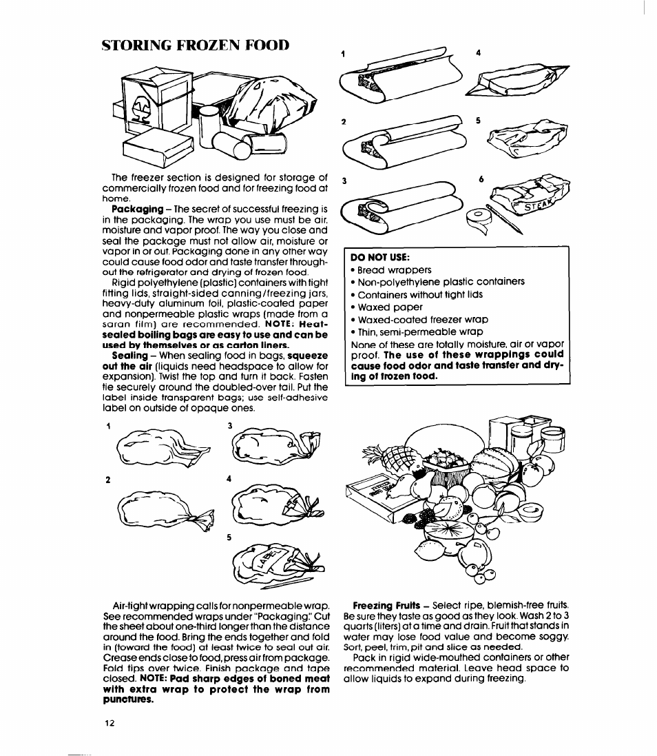 Storing frozen food | Whirlpool ED20PK User Manual | Page 12 / 20
