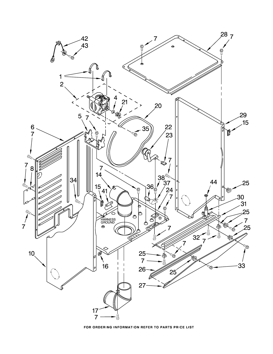 Dryer cabinet and motor, Dryer cabinet and motor parts | Whirlpool LTG5243DZ0 User Manual | Page 3 / 19