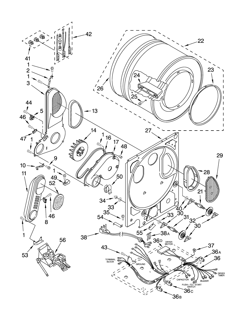 Dryer bulkhead, Dryer bulkhead parts | Whirlpool LTG5243DZ0 User Manual | Page 5 / 19