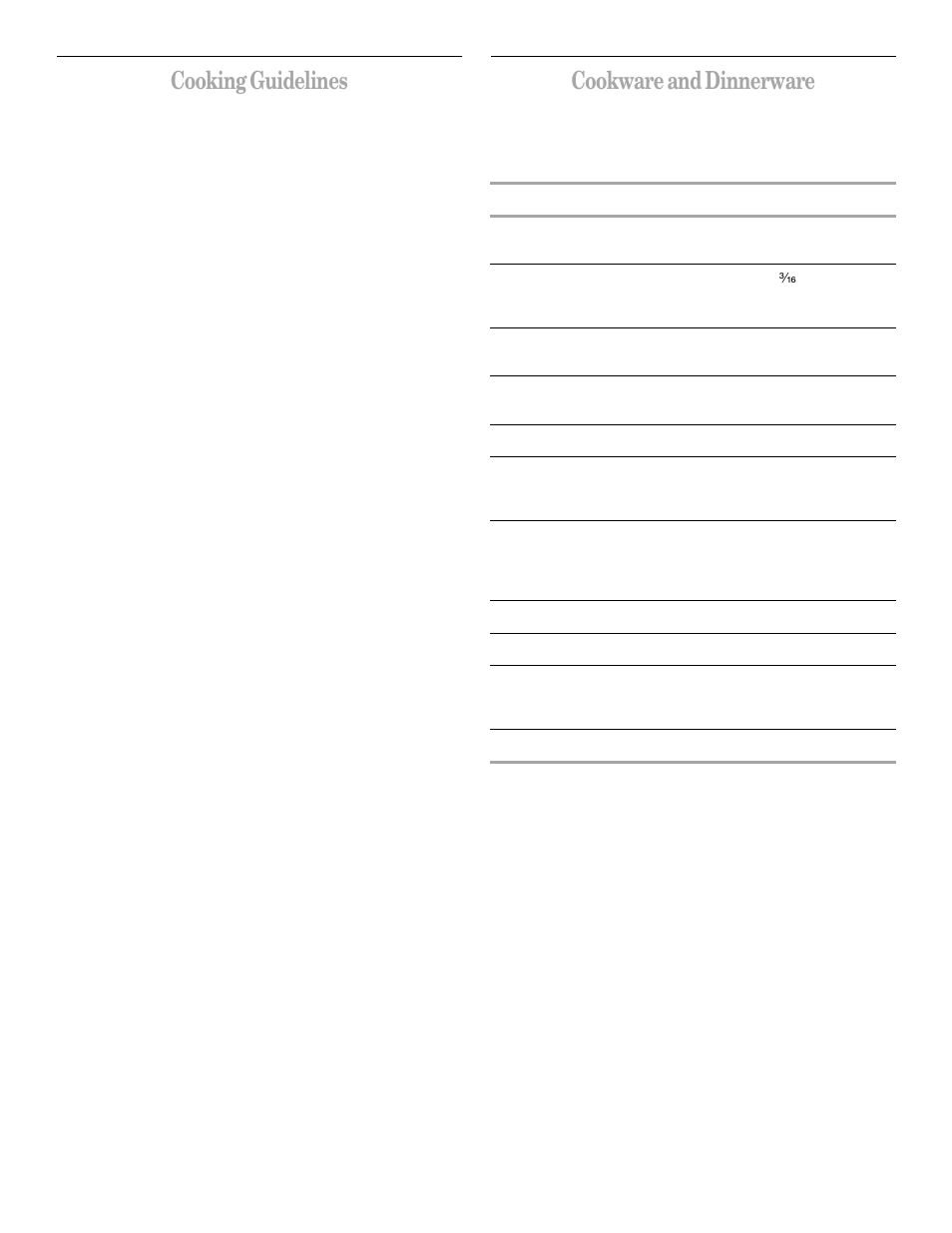 Cooking guidelines, Cookware and dinnerware | Whirlpool GH8155XJ User Manual | Page 10 / 20