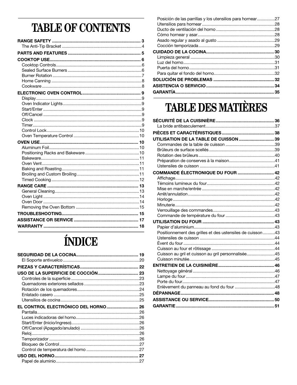 Whirlpool YSF315PEK User Manual | Page 2 / 52