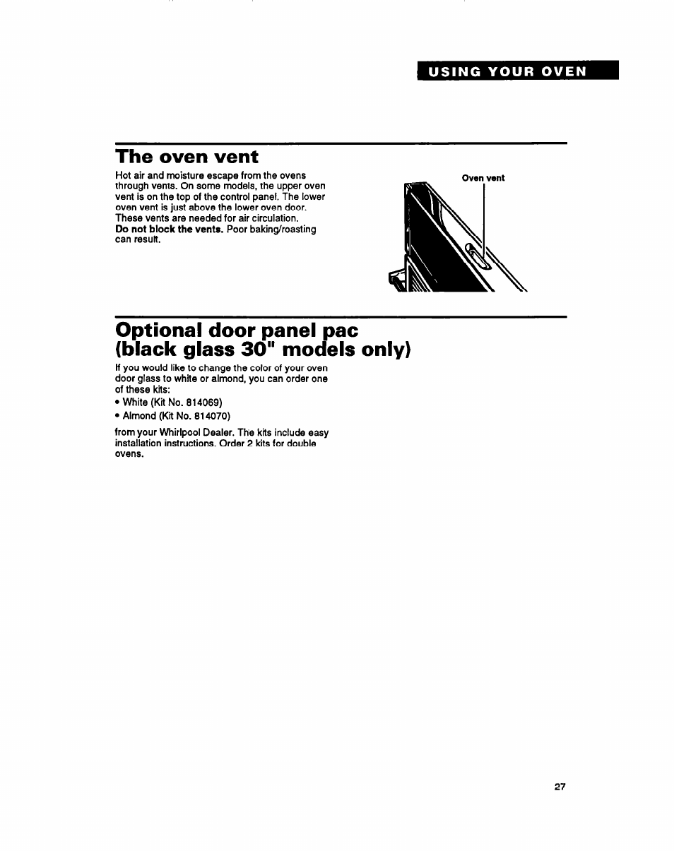 The oven vent | Whirlpool RB260PXY User Manual | Page 27 / 40
