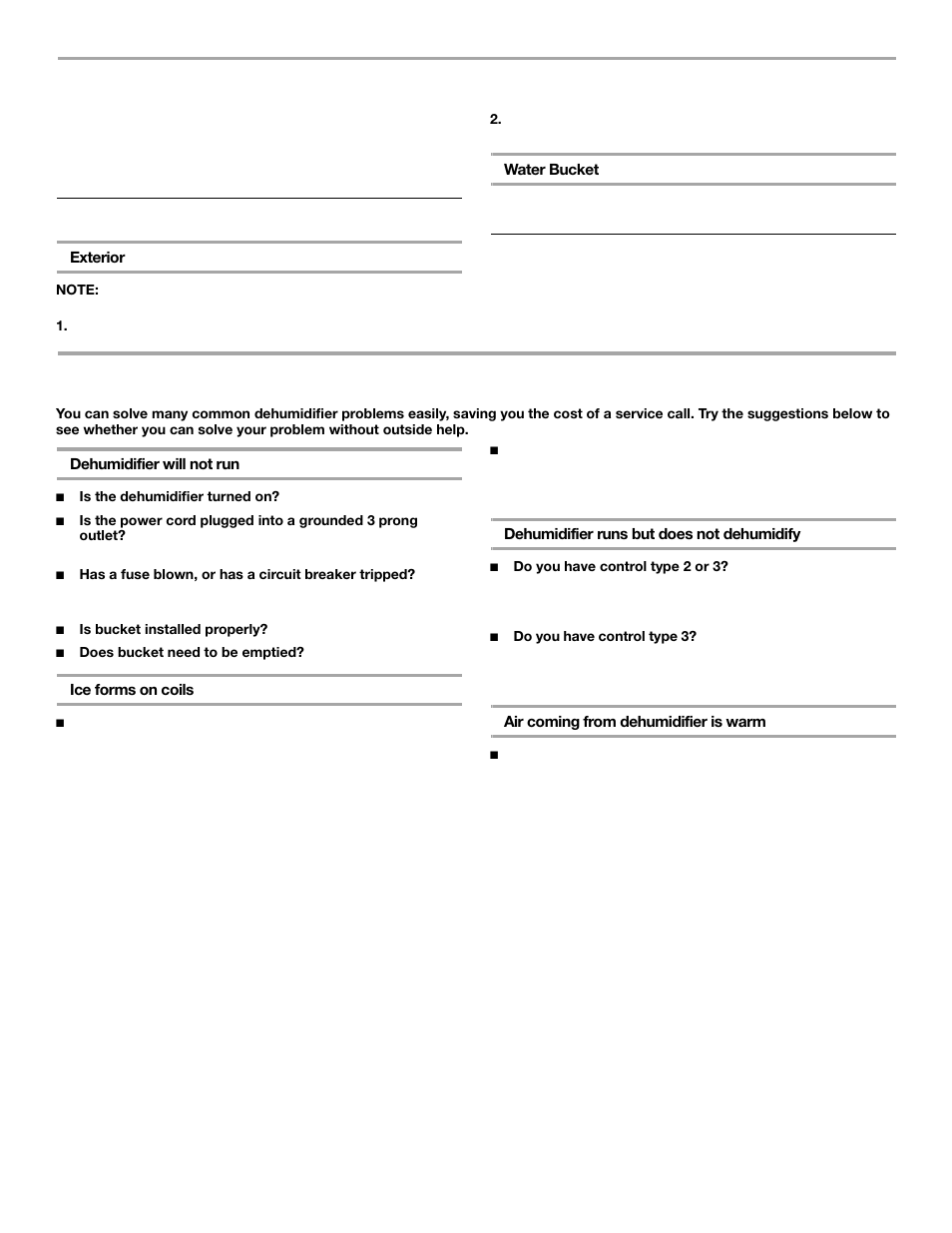 Dehumidifier care, Troubleshooting, Cleaning | Repairing paint damage | Whirlpool 1187984 User Manual | Page 7 / 16